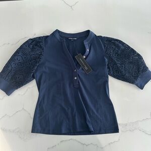Veronica Beard Coralee Top - NWT - Size S - Navy Blue